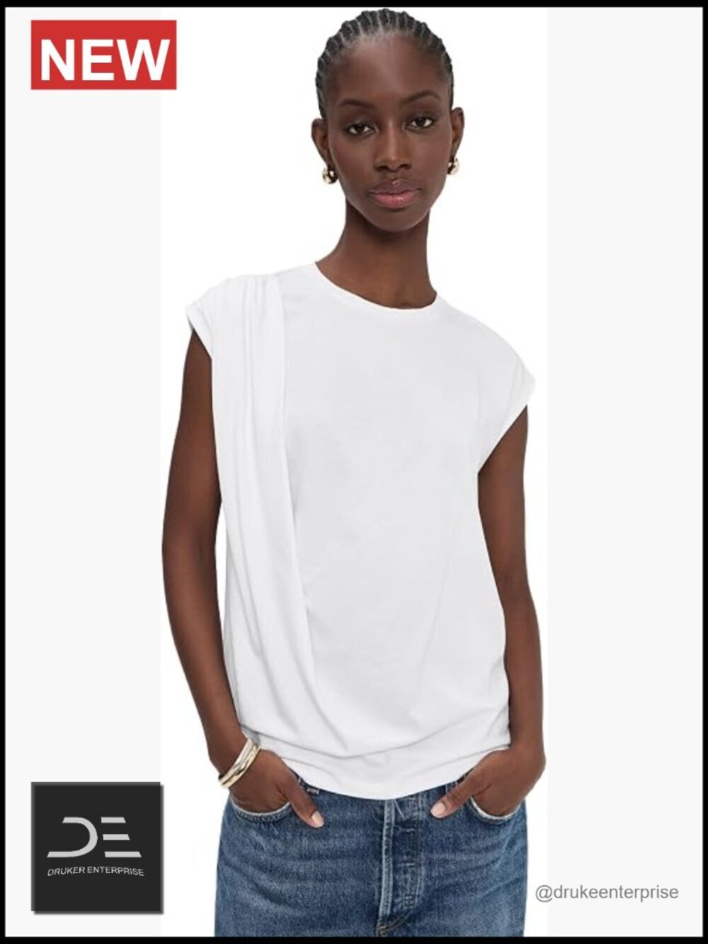 Relaxed Fit Short Sleeve Tunic Top Crew Neck Cotton Blouse